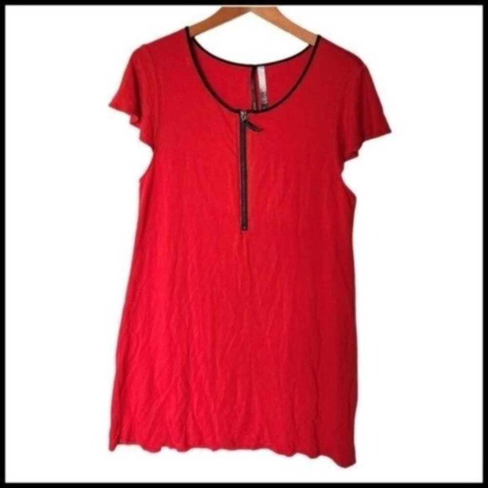 Kensie Womens Red Zippered Short Sleeve Scoop Neck Short Sheath Dress XL